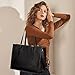 LOVEVOOK Laptop Bag for Women, Fashion Computer Tote Large Capacity, Leather Shoulder Bag Purse Set, Professional Business Work Briefcase for Office Lady 2PCs, Fit 15.6 Inch Laptop, Black