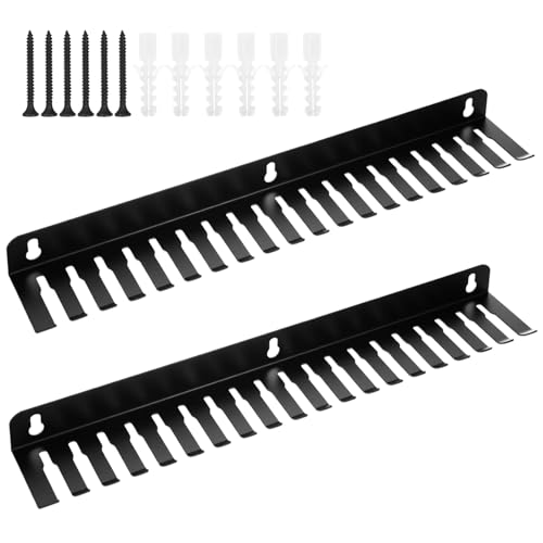 2-Pack Wall Mountable Cable Hanger and Organizer, 19 Slots 5.5-9.5mm Heavy-Gauge Steel Cord Rack with Mounting Screws for Audio/Guitar/XLR Cables, Studio & Office Cord Management