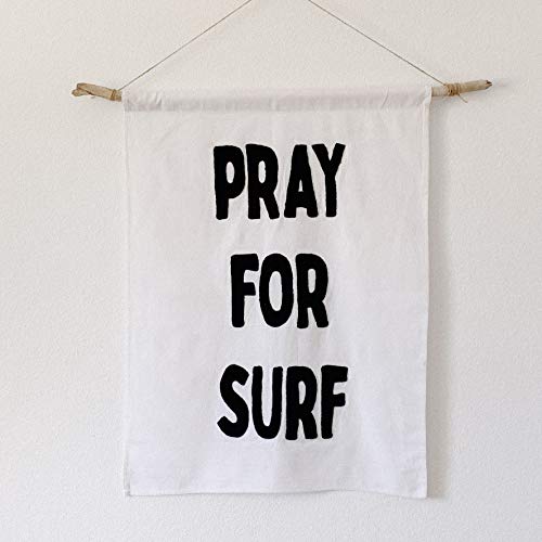Boho-Wall-Decor Hanging - 100% Cotton Canvas Hand Embroidered Pray For Surf, Brings Vintage Hippie Beach Style To Any Home, Nursery Or Living Space. Perfect As A Gift Or Bohemian Wall Art - Size 24" X 36" #TOP13