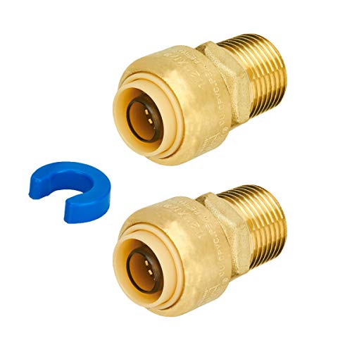 Sungator Straight Connector Plumbing Fitting, Male Adapter 1/2 Inch By 1/2 Inch Push Fit Pex Fittings With Disconnect Clip, Push-To-Connect Copper, Cpvc, No Lead Brass Pipe Fittings cover