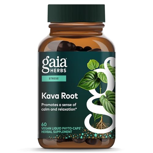 Gaia Herbs Kava Root - Helps Sustain a Sense of Calm & Relaxation During Times of Stress*- Made with Noble Kava Cultivars - 60 Vegan Liquid Phyto-Caps (60 Servings)
