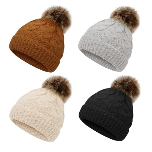 Image of Durio Soft Warm Knitted Baby Hats Caps Cute Cozy Chunky Winter Infant Toddler Baby Beanies for Boys Girls