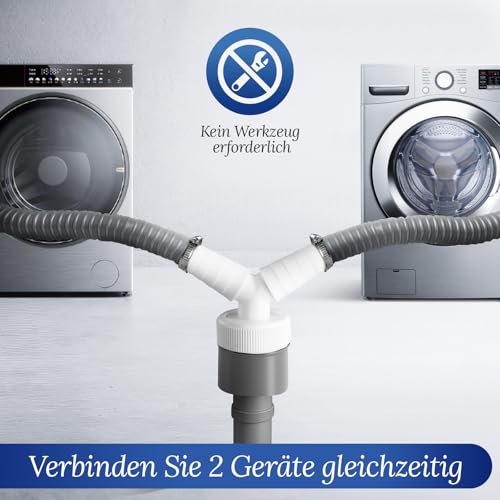 2 Stücke Abfluss Waschmaschine Doppelanschluss,T-Stück Doppelanschluss für Geschirrspüler,Eingangsstutzen für Y-Adapter von 19-24 mm und Abgang 40mm,für den Geschirrspüler,Trockner,Waschmaschine