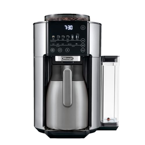 De'Longhi - De'Longhi TrueBrew Drip Coffee Maker, Built in Grinder, Single Serve, 8 oz to 24 oz with 40 oz Carafe, Hot or Iced Coffee, Stainless,CAM51035M