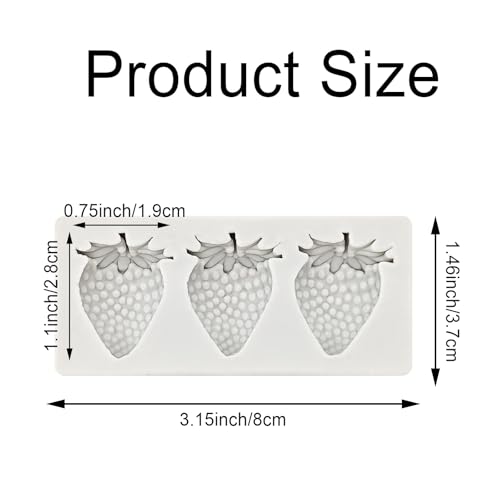 4Pcs 3D Strawberry Mold Silicone Mini Fruit Chocolate Molds Fruit Fondant Handmade Candy Jelly Bakeware for Baking Chocolate Pan Cake Cupcake Topper Making (White) - Image 3