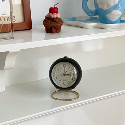 Image of SHISEDECO Small Tableclocks Classic Non-Ticking Tabletop Alarm Clock, Black