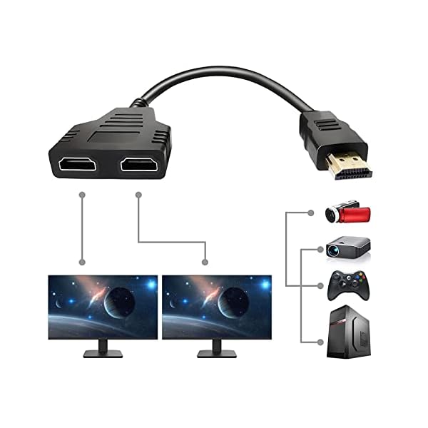 UFD Kabel Splitter, 1-auf-2 Wege Splitter Kabel Adapter Konverter, 1080P HDMI Stecker auf Dual HDMI Buchse