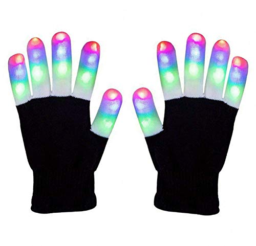 BAJOTAL LED Gloves Finger Light Up Glow Rave Glove Flashing Christmas Gift Halloween Party Favors (Full Finger)