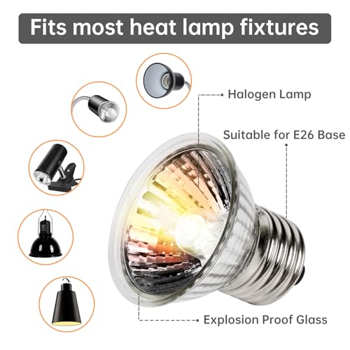 Image of Reptile Heat Lamp, UVA UVB Heat Lamp Bulbs, E26 Turtle Heat Lamp Bulbs 25W 4Pack, Basking Light for Bearded Dragon, Lizard, Snake and Frog