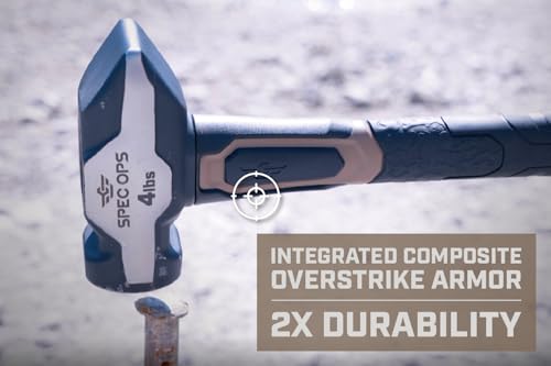 Image of Spec Ops Tools Blacksmith Hammer for Striking, Demolition & Metalworking, Bi-Material Shock-Absorbing and Vibration Dampening Handle, 4 lbs with Soft Mallet Cap (Pack of 4)