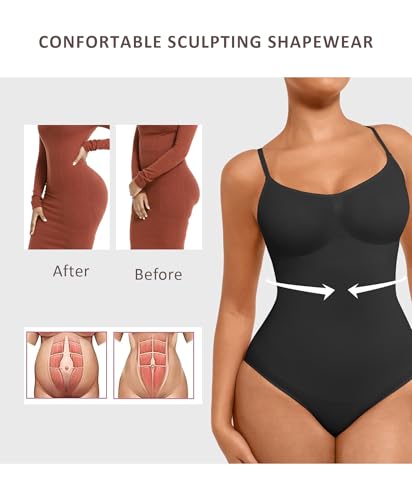 FeelinGirl Shapewear Bodysuit for Women Tummy Control 2 Piece Seamless Sculpting Snatched Bodysuit Body Shaper Brief3