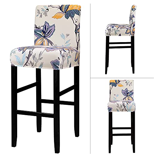 Image of Lellen Bar Stool Chair Covers Set of 4,Jacquard Bar Stool Cover Barstool Covers Slipcovers Stretch Bar Stool Covers with Backs Bar Stool Protector Covers for Kitchen Dining Room Counter Island
