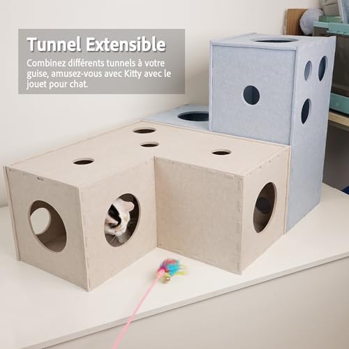 Tunnel pour chat en feutre avec trou interactif cachette originale - 6