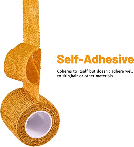 Image of A-Tape Cohesive Crepe (5cm X 4.5 mtr, Pack of 2) Elastic Self Adherent Crepe Bandage Breathable Self Adhesive Cohesive Bandage for Humans & Pets (Dogs, Cats, Birds) (5 cm) (Orange)