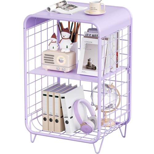 APEXCHASER Cute Kids Nightstand,Metal Side Table,3 Tier End Table with