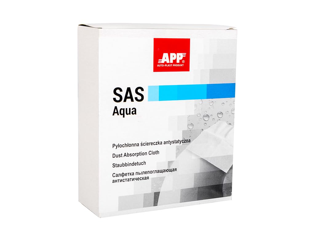 APP SAS Aqua - Chiffon Antistatique avec adhésif | Élimine Peluches de poussière, saletés, débris de ponçage, Bois, métal | Préparation de la carrosserie Avant Peinture Metal | Lot de 10 pcs