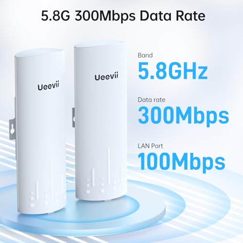 Image of UeeVii CPE450 Wireless Bridge and WR3000K WiFi Router Kit, 5.8G 3KM Point to Point Wireless Bridge Outdoor to Shop Barn Garage Building Network Kit Solution, Outdoor WiFi Bridge(2PCS), Plug and Play