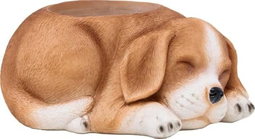 Spoontiques Decorative Flower Pots for Indoor and Outdoor Use – Hand Painted Resin Plant Pot – Home and Garden Décor (Dog, 5.25" x 7.5" x 3")