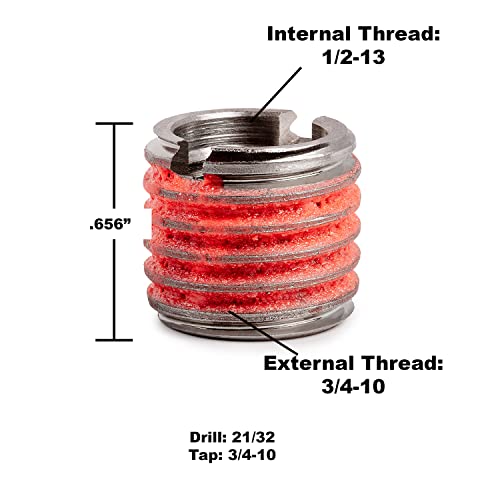 e-z lok - 303-8 e-z lok externally threaded insert 303 stainless steel 1234-13 internal threads 3434-10 external threads 065634 length made in us pack of 5