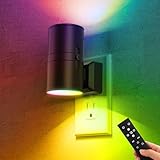 Briignite Night Lights Plug into Wall, 1 Pack 11-Color Changing Night Light with 1 Remote Control, 3000K+6000K+RGB LED Nightlight for Kids with Light Sensor, 0-100 LM Adjustable for Bedroom, Stairway