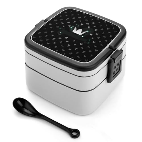 弁当箱 2段 キングダムハーツ ランチボックス お弁当箱 ふんわり盛れる 1000ml 大容量 スプーン付き ポータブルハンドル付き おしゃれ 漏れ防止 軽量 子供用 大人用 男女兼用 オフィス キャンプ 運動会 通勤 通学 プレゼント