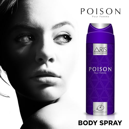 Image of Aris Deodorant Body Spray - Poison, 200ml | Long lasting deo for Woman | USA