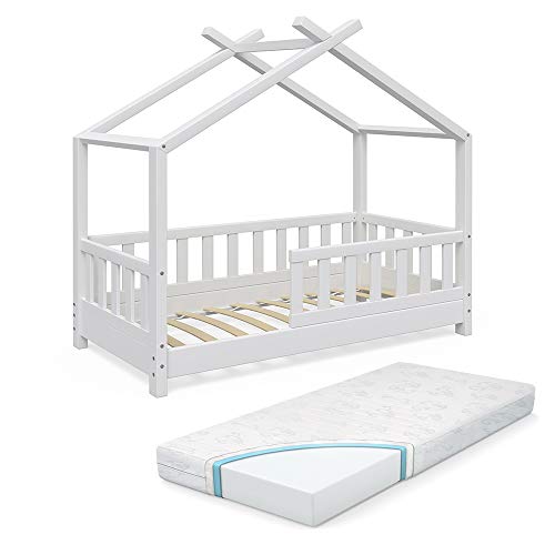 VitaliSpa Hausbett Design, Weiß, 70x140 cm mit Matratze