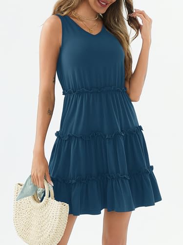 Image of PerZeal Women's 2026 Summer Dress Casual Sleeveless Boho Beach Vacation Outfits Mini Sundress