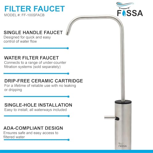 Image of Fossa RO Tap Stainless Steel Water Filter Faucet for Kitchen Sink | Lead-Free, Rust-Resistant, 360 Swivel, Single Lever, Ceramic Cartridge - Silver (Matte Finish)