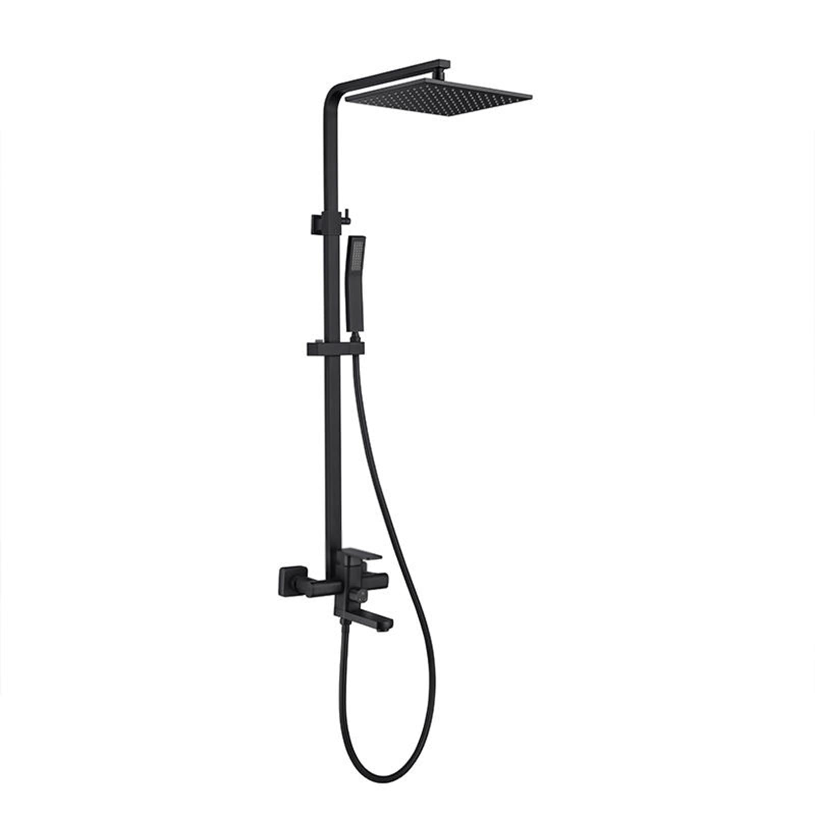 BiaoTeng Set Doccia con Soffione e Doccetta e Miscelatore, Colonna Doccia da Muro con Miscelatore Ottone, Kit Doccia con Soffione e Doccetta Miscelatore Nero