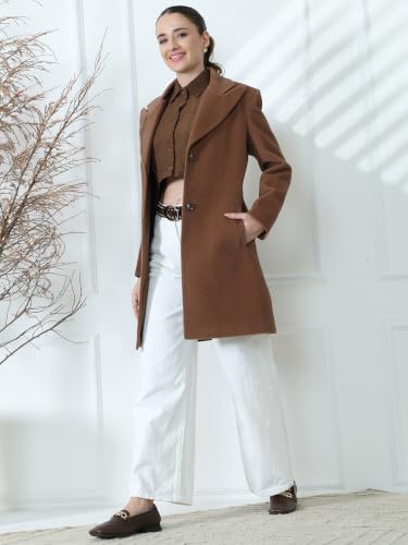 Image of PLAGG Women's Notched Lapel Long Overcoat