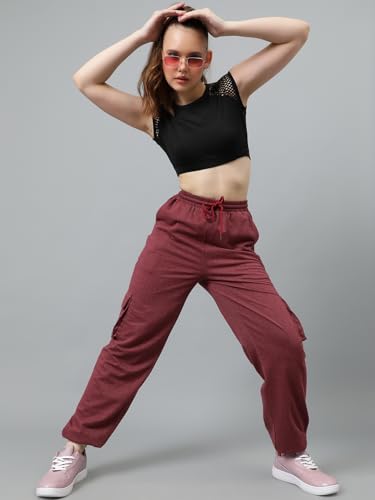 Image of KOTTY Workout Track Pants for Women|Regular Fit Joggers with Pockets and Drawstring Waist|Comfortable Active wear
