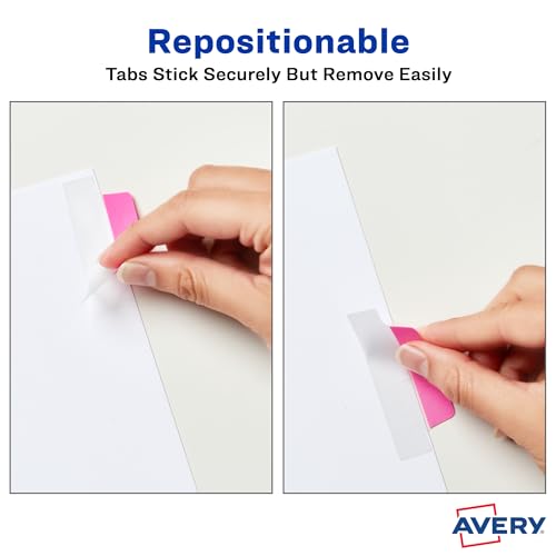 Image of Avery Margin Ultra Tabs, 2.5 inch x 1 inch, 24 Neon Repositionable Tabs