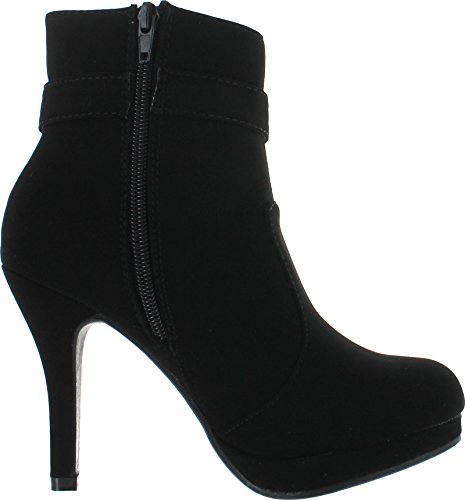 Top Moda George-15 Women's Strap Buckle Stiletto Heel Ankle Booties Black 8 #TOP1