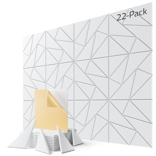 Image of 22 Pack Geometric Sound Proof Foam Panels for Walls 12 inchx12 inchx0.4 inch Fabric