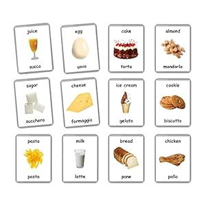 Italian English Bilingual Flash Cards | Laminated Flash Cards | Montessori Cards | Choose Your Set (First Foods)
