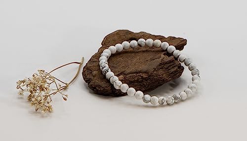 Ltc Designs Shiny 4Mm Round White Howlite Stretch Bracelet, 6.5" For Men, Women, And Teens #TOP6