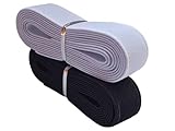 2 Inch Elastic Bands 2 Yards 2 Colors Double-Side Twill Woven Elastic Flat Heavy Stretch Elastic for Sewing Pants Waistband (Mixed Color 5, 2 Inch, 225036)