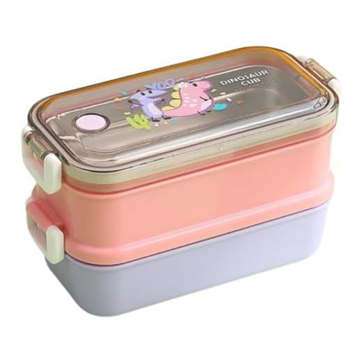 Marmita Térmica Lancheira com 2 Potes para Lanche Escolar 700 ml (Rosa/Lilás)