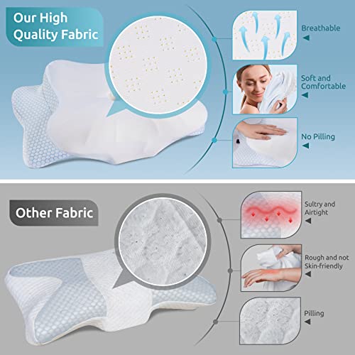 DONAMA Cervical Pillow for Neck Pain Relief,Contour Memory Foam Pillow,Ergonomic Orthopedic Neck Support Pillow for Side,Back and Stomach Sleepers with Breathable Pillowcase-Standard Size - Thumbnail 7