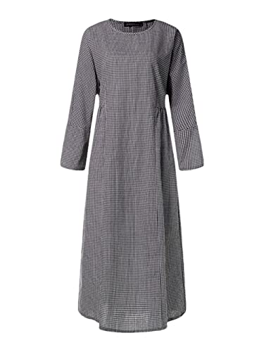 Robe midi élégante en coton et lin de qualité supérieure coupe fluide XXL