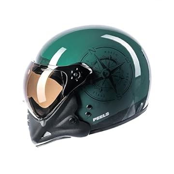 Peels Capacete Aberto Moto com Queixeira Removível F-21 North Off Green/Preto 58