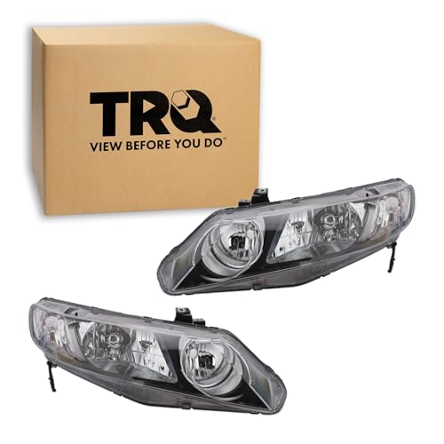 Image of TRQ Headlight Assembly Set HO2502127 HO2503127 Compatible with 2006-2011 Honda Civic
