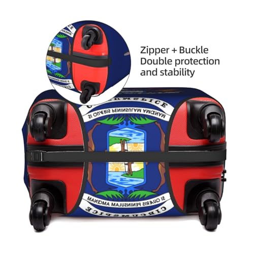 Michigan State Flag Print Travel Elastic Suitcase Luggage Baggage Cover Protector, Washable And Anti-Scratch4