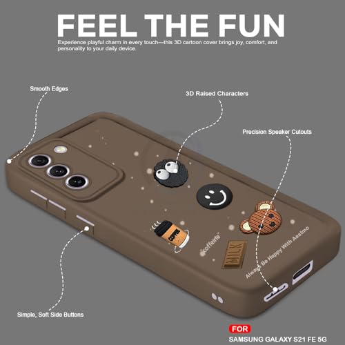 Image of AESTMO Back Case Cover for Samsung S21 FE 5G Cover | Cute Fun Cartoon 3D Ball | Coffee Silicone Case | Full Body Protection | Camera Protection Back Cover for Samsung S21 FE 5G (Brown)