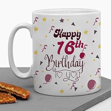 LOF 16th Happy Birthday Gift for Sister | Brother |Son | Daughter Ceramic Printed Mug
