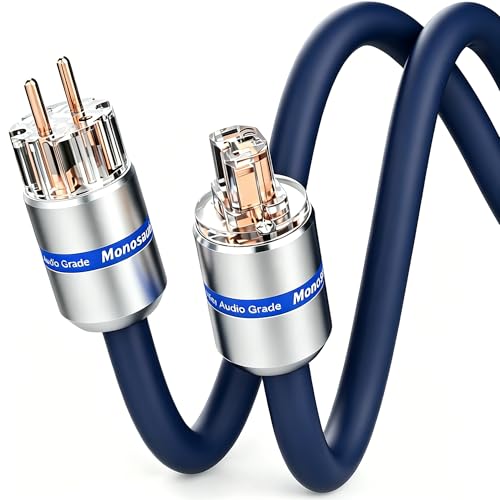 Monosaudio P902 High-End HiFi Netzkabel 1,5M Alufolie Abschirmung OFC Audiophil-Kaltgerätekabel mit Schukostecker & IEC C15 Buchse für DVD/Verstärker/Decoder/Subwoofer/AMP