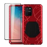 Foluu Galaxy S10 Lite Case, Armor Aluminum Metal Shockproof Bumper Frame Case Soft Rubber Silicone Military Heavy Duty Hard Case with Screen Protector for Samsung Galaxy S10 Lite (Red)