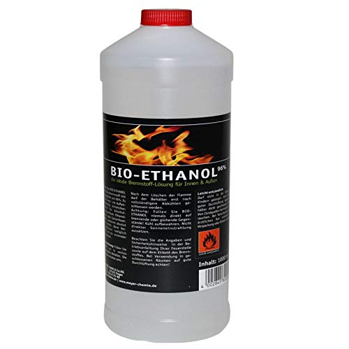 1 Liter Bio Ethanol (Bioethanol, hochwertiger reiner Naturbrennstoff mit einem Ethanolgehalt von 96% inkl. Microfasertuch von E-Com24 Cover