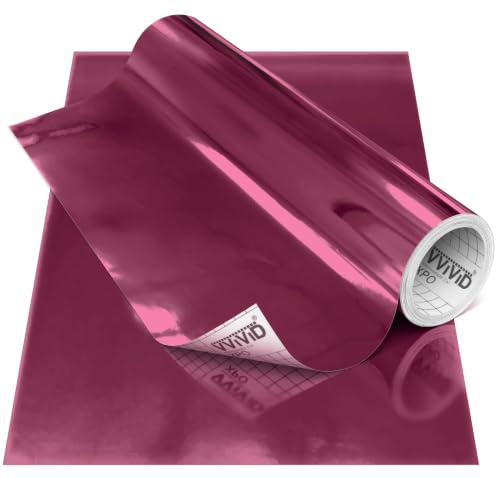 VViViD Chrome Pink Gloss DECO65 Permanent Adhesive Craft Vinyl Roll for Cricut, Silhouette & Cameo (12" x 50ft)